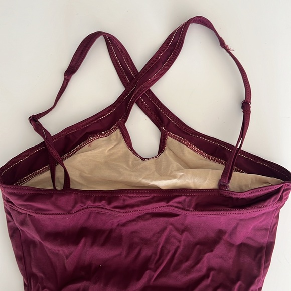 Cross Over Neck Leotard, Color Merlot, Style P500 Premiere Collection Size M - Picture 3 of 6